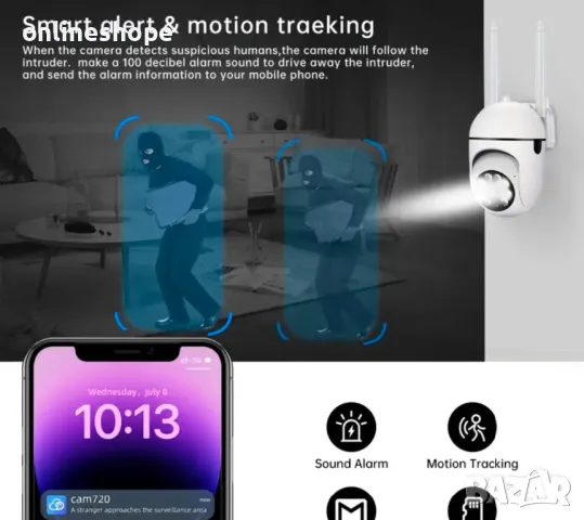 1080P HD Камера за видеонаблюдение / охранителна , нощно виждане , цветен екран, снимка 4 - Камери - 48531328