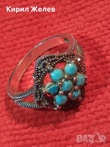 Старинен ВЕЛИКОЛЕПЕН СКЪПОЦЕНЕН СРЕБЪРЕН ПРЪСТЕН СРЕБРО ВИСОКА ПРОБА с ТЮРКОАЗ и МАРКАЗИТ 46803, снимка 17 - Антикварни и старинни предмети - 46443976