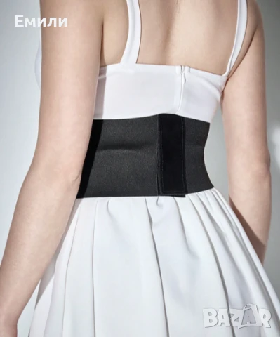 Черен еластичен корсет колан за талия с велур и връзки XS, S и M, снимка 4 - Корсети, бюстиета, топове - 50876588