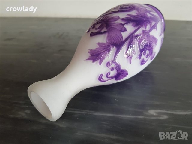 Красива ваза НАНСИ DAUM NANCY сецесион лилава реплика, снимка 7 - Вази - 40890529