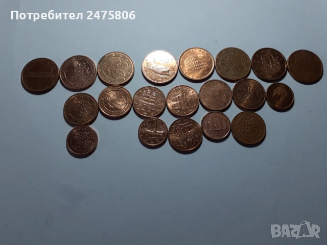 Колекционерски монети Лот от 20 броя - 1-2-5 евро цента- Различни години - различни държави, снимка 2 - Нумизматика и бонистика - 53583319