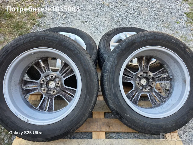 Лети джанти 17ки 5х114.3 Hyundai + летни гуми 225/60/17 Hankook, снимка 9 - Гуми и джанти - 55878339