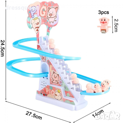 4156 Музикална играчка ескалатор и пързалка в комплект с 3 прасенца, снимка 5 - Други - 44614424