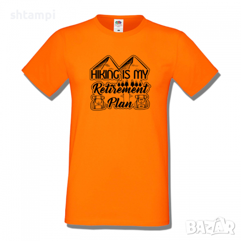 Мъжка тениска,Hiking Is My Retirement Plan,Къмпинг,Планина,Изненада,Подарък,Поход,Връх,Хижа,