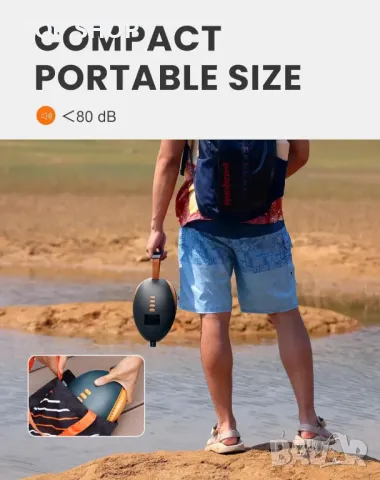 OutdoorMaster 20PSI Електрическа SUP помпа Paddle Board Pump The Dolphin - Quick Air Inflator Auto, снимка 2 - Надуваеми легла - 48930556