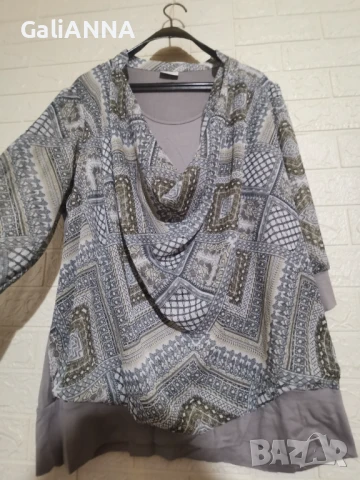 СТРАХОТНА ТУНИКА ЕФЕКТНА ЯКА 3XL-4XL, снимка 3 - Туники - 50802935