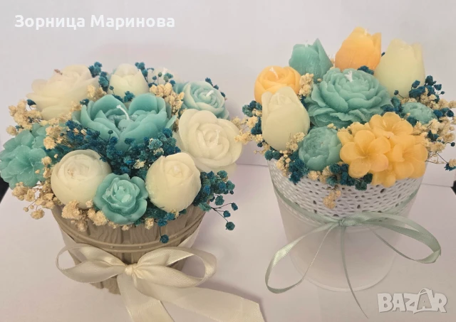 Ароматни букети от свещи, ръчна изработка , снимка 13 - Декорация за дома - 51321982