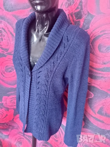 Тъмно синя жилетка плетиво с едно копче С/М , снимка 4 - Жилетки - 51342993