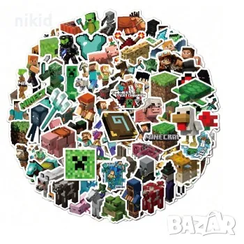 50 бр Minecraft Майнкрафт самозалепващи лепенки стикери за украса декор картонена торта и др парти, снимка 6 - Други - 32115441