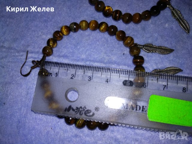 ШАРМАНТНИ СКЪПОЦЕННИ РЕТРО АРТ ХЕНД-МЕЙД ОБЕЦИ с ШЛИФОВАНИ КАМЪНИ ТИГРОВО ОКО 37687, снимка 9 - Обеци - 40684803