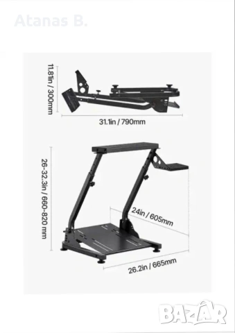 Ново! Стойка за волан, педали и лост/ Sim racing stand for Logitech, Thrustmaster, снимка 2 - Аксесоари - 53788755