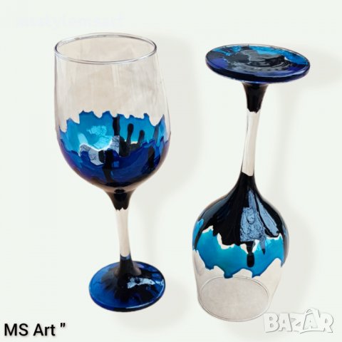 Рисувани чаши за вино , снимка 2 - Чаши - 39249786