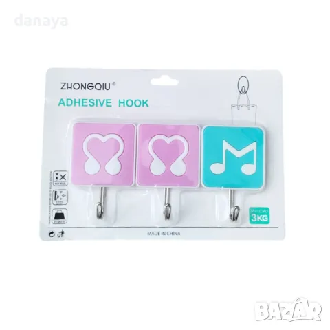 5503 Комплект лепящи закачалки с различни картинки, 3 броя, снимка 2 - Закачалки - 48246152