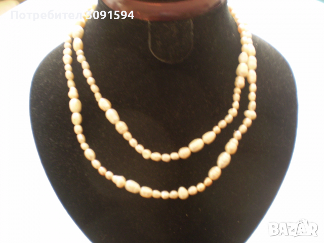  колие- огърлица гердан  от естествени бели речни перли изработва се ръчно, снимка 4 - Антикварни и старинни предмети - 36518484