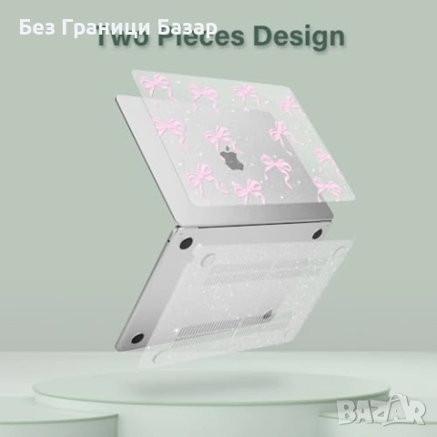 Нов Твърд кейс MacBook Air 13.6 M2 M3 M4 M5 с протектори за лаптоп защита, снимка 4 - Друга електроника - 53839834