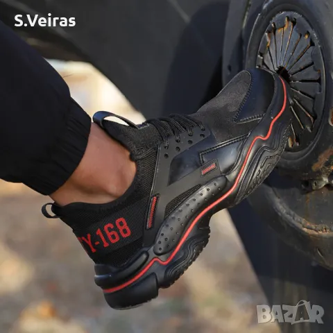 Защитни Работни Обувки Veiras Sport, S1P, Черно / Червено, снимка 8 - Маратонки - 50269920