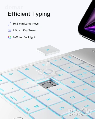 Inateck NeoMagic Магнитен калъф с клавиатура за iPad Air 13/Pro 12.9, снимка 9 - Лаптоп аксесоари - 53813205