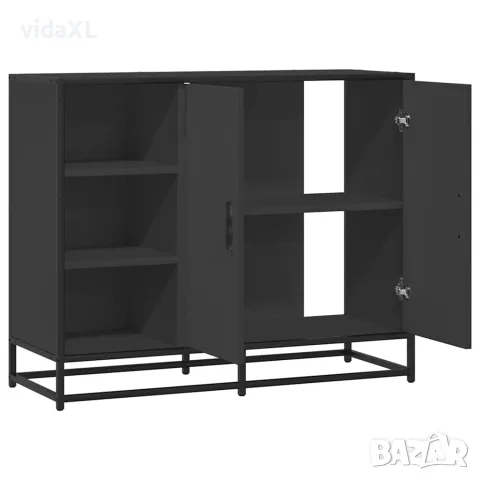 vidaXL Сайдборд, черен, 92x35x76 см, инженерно дърво, снимка 7 - Бюфети - 56148239