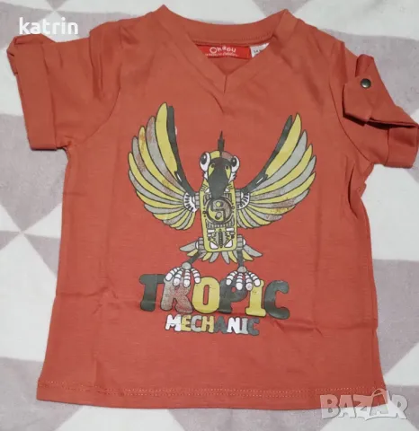Нова червено-оранжева детска тениска Okaou, Ла Редут, 12-18 месеца, снимка 1