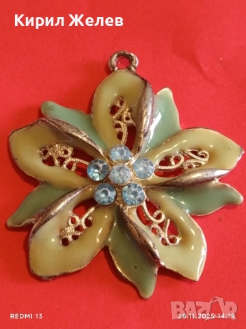 Висулка с флорален мотив лакирана зелен АКВАМАРИН 52198