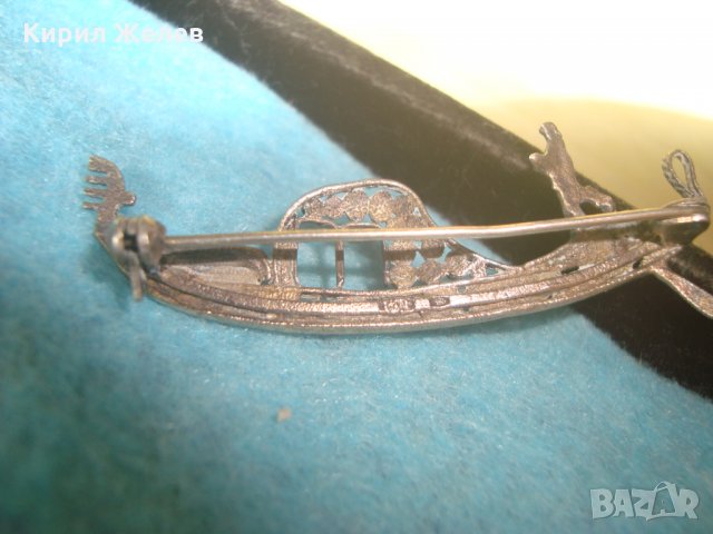 СТАРА СРЕБЪРНА ВЕНЕЦИАНСКА БРОШКА ГОНДОЛА МАСИВНО СРЕБРО МАРКИРАНА РЪЧНА АРТ ИЗРАБОТКА УНИКАТ 25144, снимка 5 - Антикварни и старинни предмети - 35745450