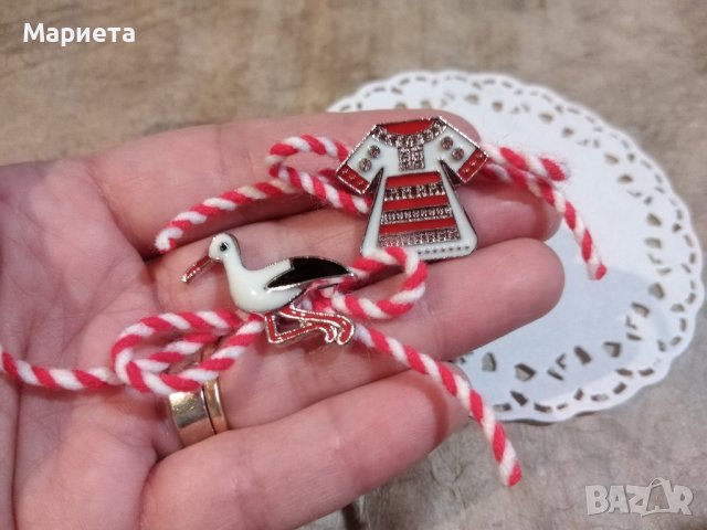Мартенички Метални брошки Щъркел Народна Носия , снимка 1