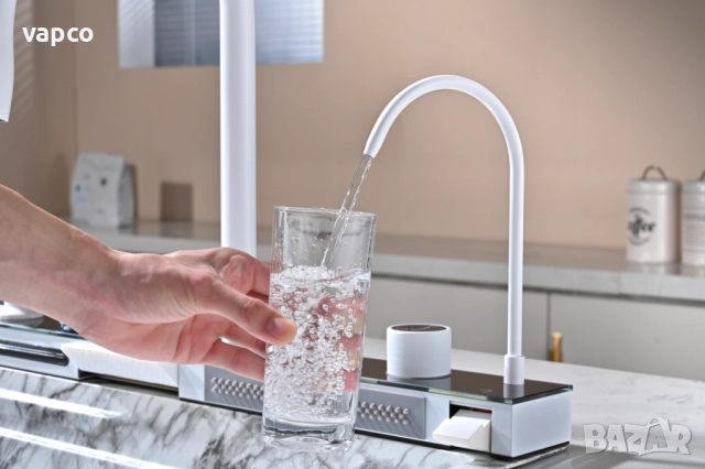 Бял мрамор - Мултифункционална кухненска мивка с двоен водопад , снимка 5 - Мивки - 52128606