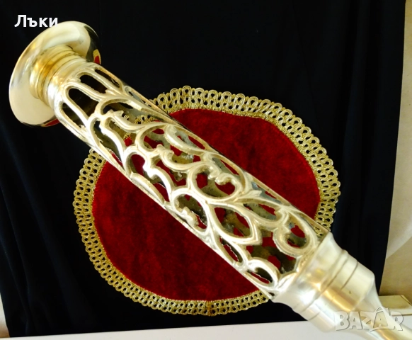 Бронзов свещник Torquato Tamagnini,44 см.,маркиран. , снимка 2 - Антикварни и старинни предмети - 51800328