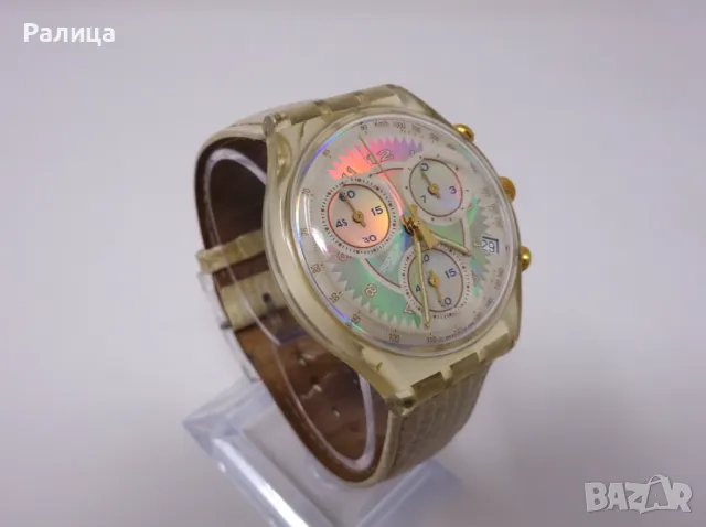 Часовник хронограф Swatch със седефен циферблат , снимка 2 - Мъжки - 50150206