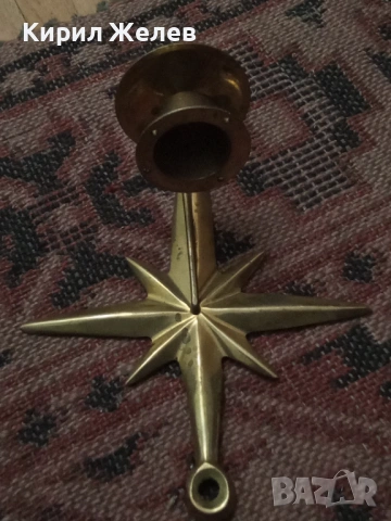 Месингов свештник 17048, снимка 2 - Антикварни и старинни предмети - 53637726