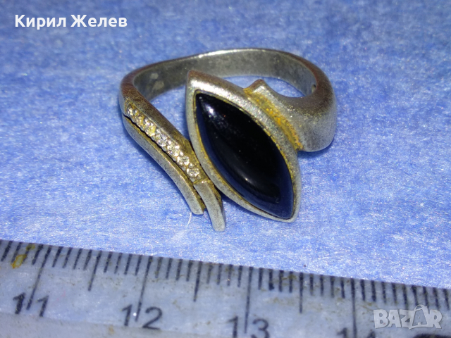 РАЗКОШЕН СКЪПОЦЕНЕН СРЕБЪРЕН ПРЪСТЕН СРЕБРО 925 с ШЛИФОВАН ЧЕРЕН ОНИКС и  ФАСЕТИРАНИ ЦИРКОНИ 43795, снимка 4 - Пръстени - 44659428