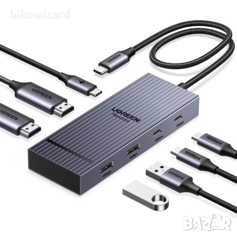 UGREEN 7-в-1 USB C докинг станция с двоен 4K HDMI и 100W PD за лаптопи HP и ThinkPad  НОВ