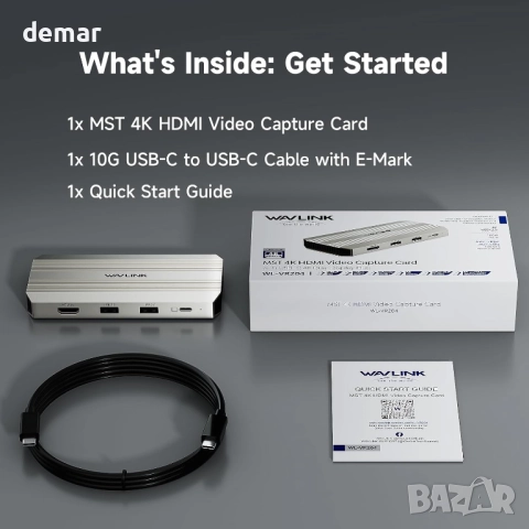 WAVLINK карта за видеозаснемане за стрийминг оборудване, 4K HDMI, снимка 9 - Кабели и адаптери - 52293170