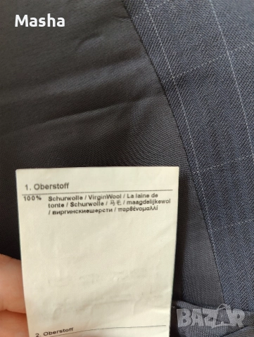 JOOP! Тъмносиньо карирано мъжко сако L, снимка 4 - Сака - 52815610