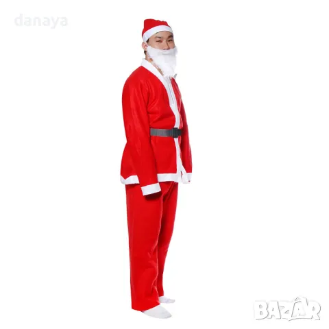 544 Костюм на Дядо Коледа за възрастни универсален размер 5 части комплект, снимка 3 - Други - 47516515
