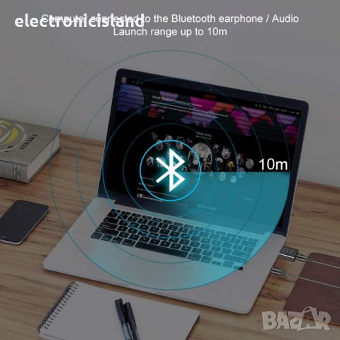 USB Bluetooth 5.0 адаптер, блутут безжичен аудио предавател, приемник, стерео 3,5 мм жак AUX, снимка 13 - Други - 39128142