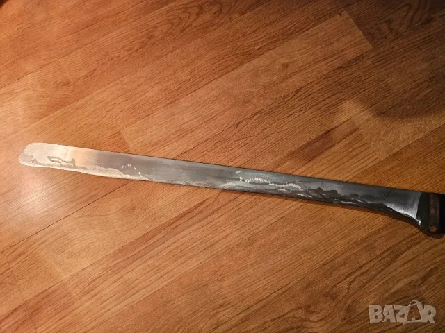 Голям стар  занаятчийски нож за дюнери 1 - закалена стомана и дръжка от орех за колекция, снимка 2 - Антикварни и старинни предмети - 48305041