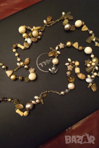 Великолепна огърлица естествени камъни перли и сребърни елементи 