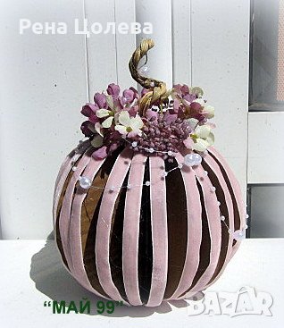 Тиква Арт от кадифе в лила, снимка 2 - Декорация за дома - 41709671