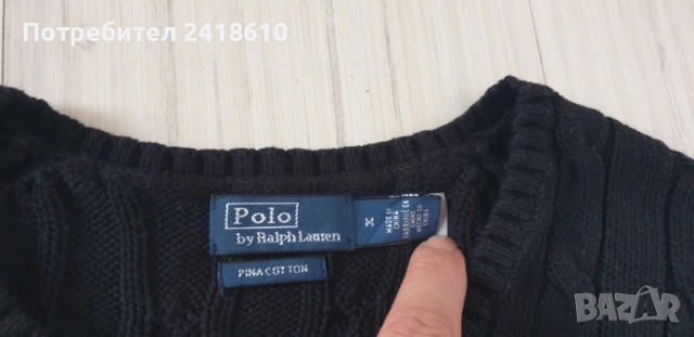 POLO Ralph Lauren Cable Pima Cotton  V - Neck Size M  ОРИГИНАЛ! Дамски Пуловер!, снимка 2 - Блузи с дълъг ръкав и пуловери - 52352502