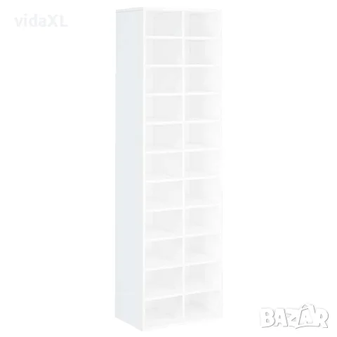 vidaXL Шкаф за обувки, бял, 54x34x183 см, инженерно дърво