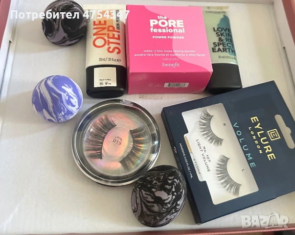 Комплект козметика – Benefit, Catrice + мигли и бюти блендери