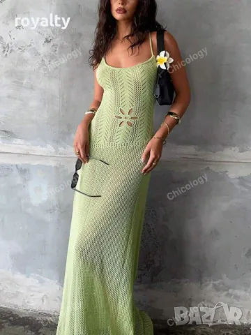 Рокля от плетен тъкан плат в зелено 🍋‍🟩