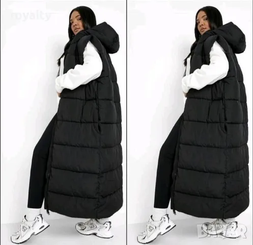 Дълъг черен дамски ватиран елек