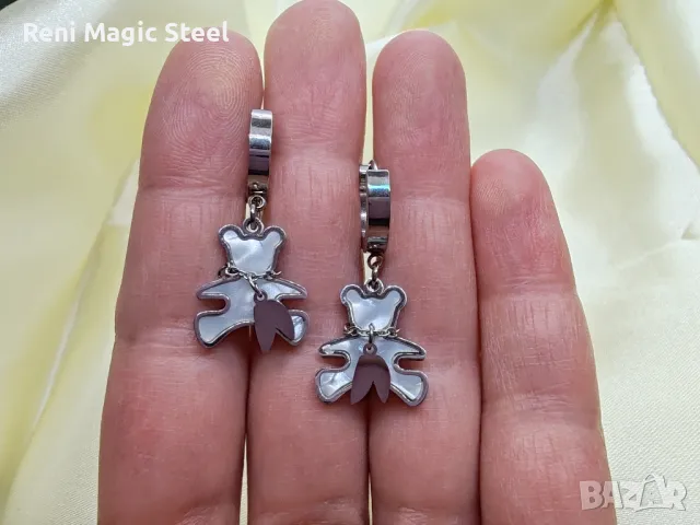 Обеци от медицинска стомана , снимка 3 - Обеци - 50219587