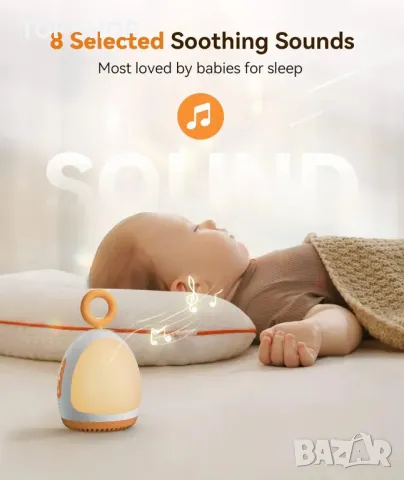 Машина за бял шум Dreamegg Sound Machine Baby с осветление, снимка 14 - Бебефони - 48501635