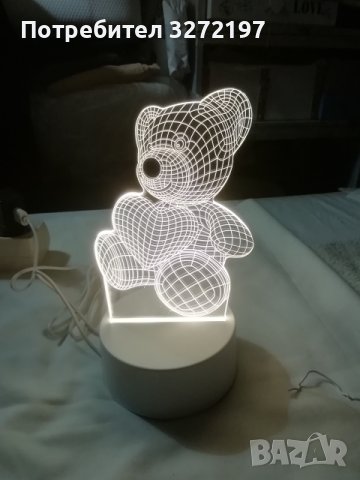 Холограмна 3D LED лампа Мече ,USB, снимка 2 - Настолни лампи - 41714279