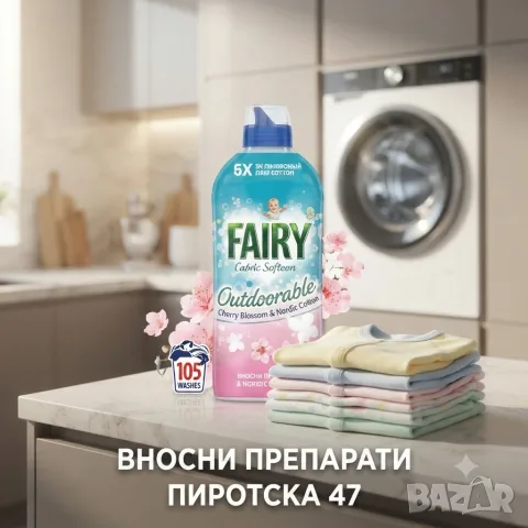 Ултраконцентриран омекотител Fairy Outdoorable Cherry Blossom & Nordic Cotton