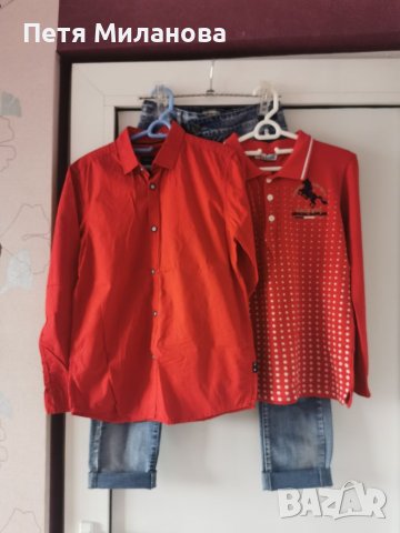 Дънки, ризка и блузка за момченце , снимка 1 - Детски комплекти - 39004425