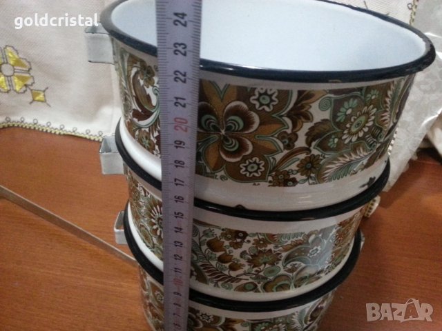 Емайлиран съд шарка кашмир , снимка 4 - Антикварни и старинни предмети - 41846535